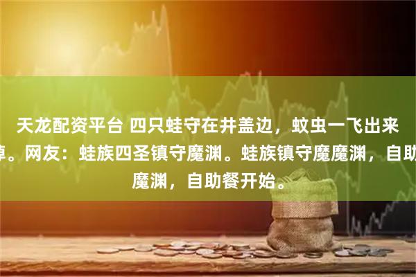 天龙配资平台 四只蛙守在井盖边，蚊虫一飞出来就被吃掉。网友：蛙族四圣镇守魔渊。蛙族镇守魔魔渊，自助餐开始。